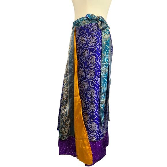 Women’s Mulitcolor Silk Wrap-Up Skirt - Size L - Picture 3 of 5